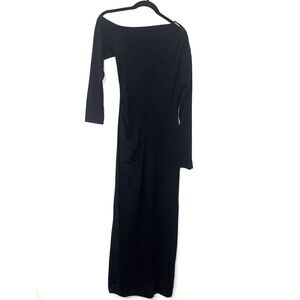 Karen Millen Zip Off Shoulder Long Sleeve Rouched Maxi Dress - Black M